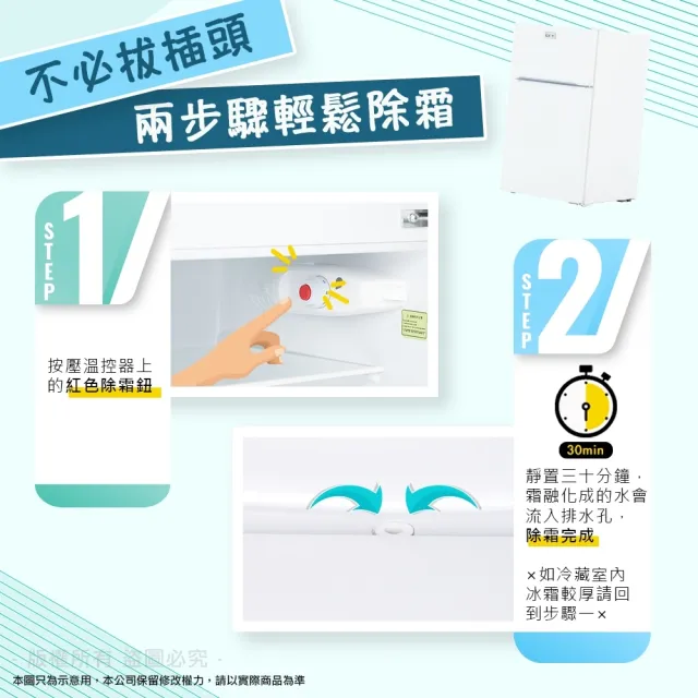 【Kolin 歌林】103公升一級能效定頻右開雙門小冰箱(KR-SE21031-W)