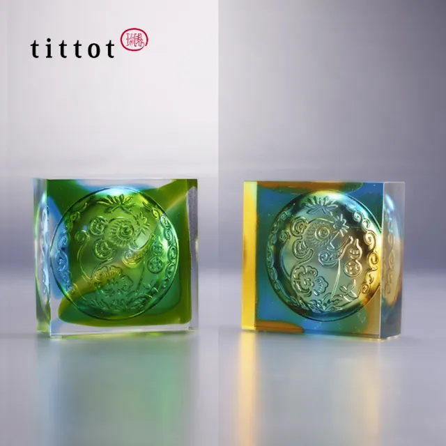 【tittot 琉園】靈鼠迎福_生肖磚系列_鼠磚(入厝 擺飾 紙鎮 裝飾建材 禮品喜慶 風水招財 水晶藝品 鼠裝飾)