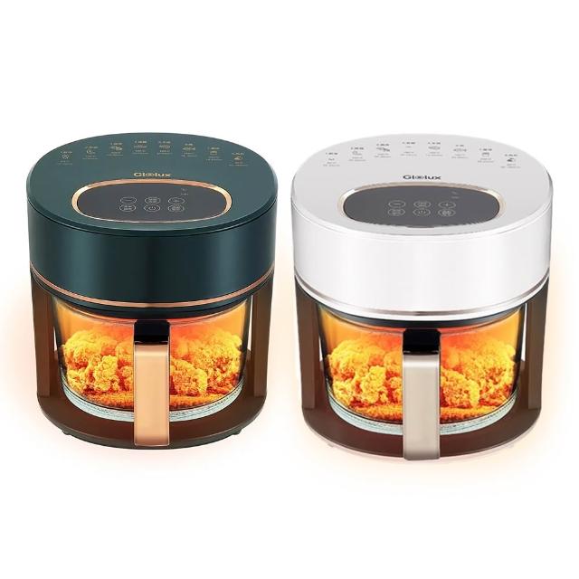 【Glolux】3.5L 玻璃智能全景可視觸控式 加贈全套二件組 晶鑽氣炸鍋(食品級高硼矽玻璃/安全斷電/氣炸鍋)