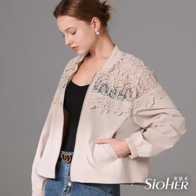 【SiOHER 熹歐禾】現貨 百搭鏤空蕾絲外套兩件組(女裝/女上衣/女外套)