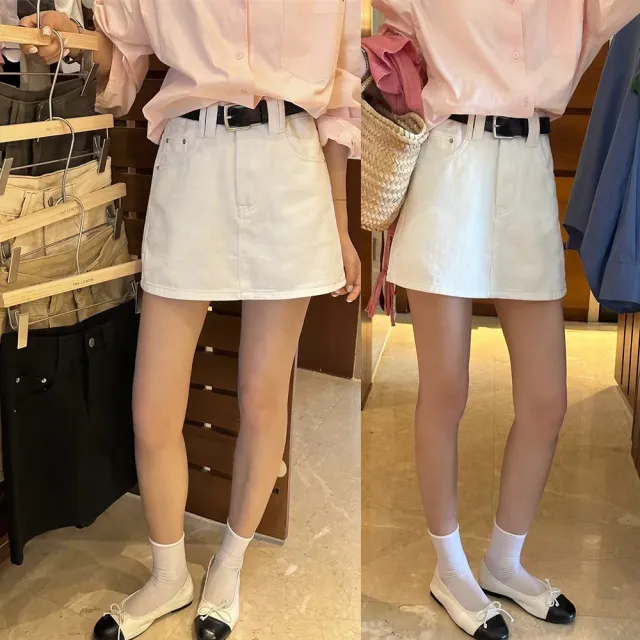 【buyer 白鵝】卡其M 最後一件 簡約短裙內裡短褲 褲裙(卡其M)