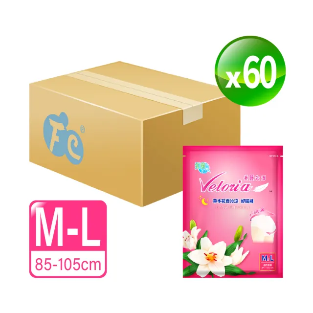 【長榮生醫】Velorio美麗先淨草本花香沁涼好眠褲60包組(M-L/共60片/衛生棉/抑菌/防漏)
