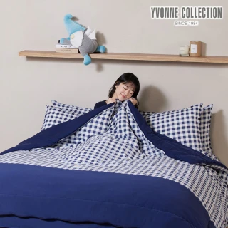 【YVONNE 以旺傢飾】100%美國棉暖玉被-精靈格紋 星海藍(單人 冬被 棉被 水洗)