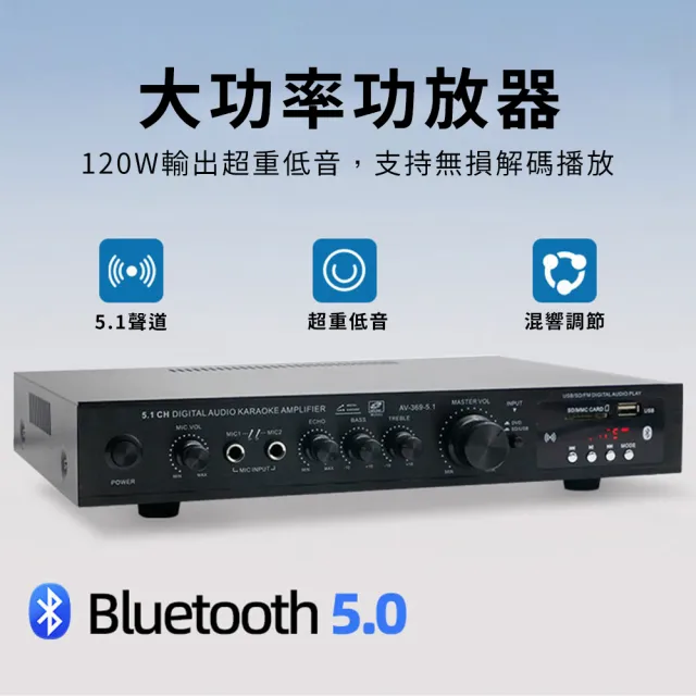 【R.H 獵戰】大功率功放機 5.1聲道超重低音率擴大機(大功率環繞聲功放機 擴大機 家庭影院藍牙收音機lmx)