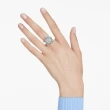 【SWAROVSKI 施華洛世奇】Idyllia 開口戒指 混合式切割 花朵 藍色 鍍金色(情人節禮物)