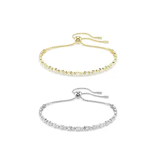 【SWAROVSKI 施華洛世奇】Matrix Tennis 手鏈 圓形切割 白色 鍍白金色/鍍金色(2色任選_情人節禮物)