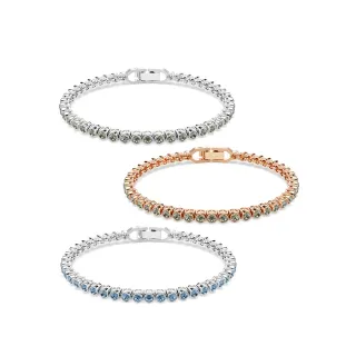 【SWAROVSKI 施華洛世奇】Imber Emily Tennis 手鏈 圓形切割 黑色/藍色 鍍白金色/鍍玫瑰金色(3色任選)