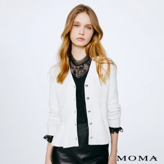 【MOMA】小清新傘狀荷葉冰爽絲針織外套(白色)