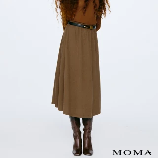 【MOMA】M+ 柔軟羊毛混紡桑蠶絲傘裙(咖啡色)