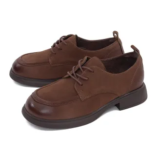 【DIANA】質感羊磨砂綁帶低跟牛津鞋(咖啡)