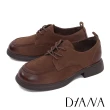 【DIANA】質感羊磨砂綁帶低跟牛津鞋(咖啡)
