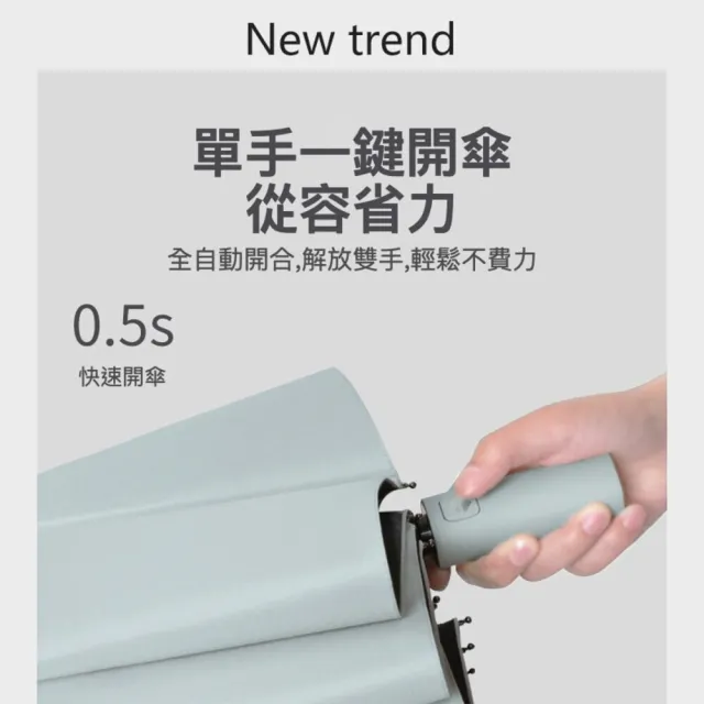 【TWBUY 台灣好購】德國款十二骨自動傘 升級雙龍骨(一鍵自動開收 全自動晴雨傘 遮陽傘 106超大傘面)