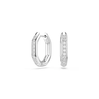 【SWAROVSKI 施華洛世奇】Dextera 大圈耳環 八邊形 圓形切割 白色 鍍白金色(情人節禮物)