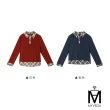【MYVEGA 麥雪爾】MA假兩件式素色拼接格紋長袖上衣-共二色(日系/女上衣/純棉/女長袖上衣)
