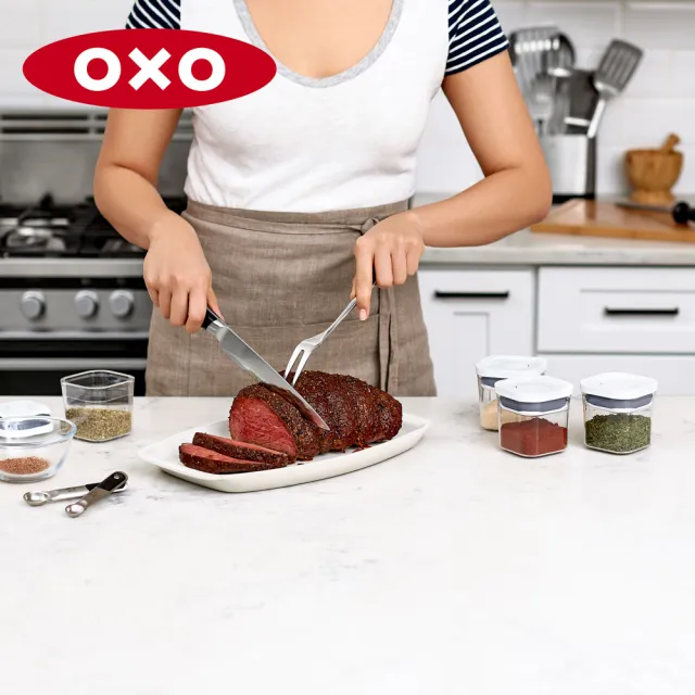 【OXO】正方2.1L｜ 超值2入｜POP 按壓密封收納保鮮盒(11*11*32 cm 單手開蓋 整齊堆疊)