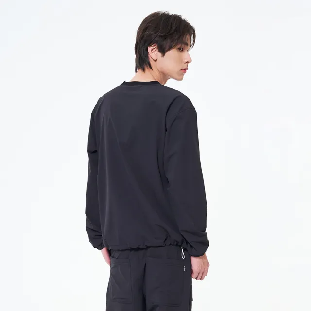 【5th STREET】雙11 中性 長袖 t恤 寬版上衣 大學t 黑色(560957)