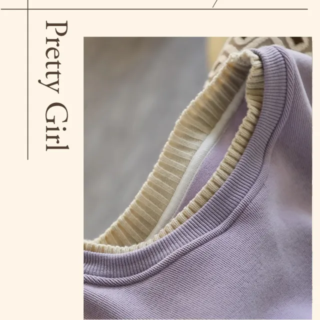 【NVDO】出清品  暖冬加絨保暖撞色圓領上衣-3色可選(M-XL/內加絨刷毛長袖上衣/F005/秋冬款)