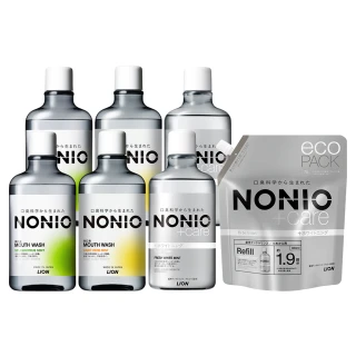 【LION 獅王】NONIO終結口氣漱口水600mlx6 入組(浸潤薄荷/晶燦亮白/澄橘薄荷)