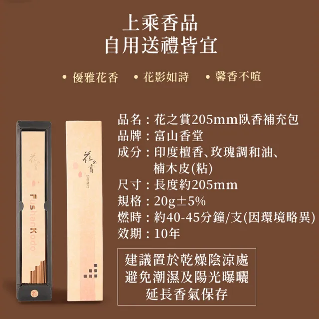 【富山香堂】2入組_檀香 玫瑰 老山檀香  花之賞205臥香補充包(花香 臥香 香薰)
