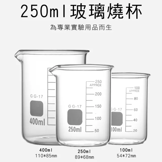 【錫特工業】250ml耐熱量杯燒杯 燒瓶 玻璃瓶 刻度燒杯 實驗器材 儀器 自然實驗(MIT-GCL250頭手工具)
