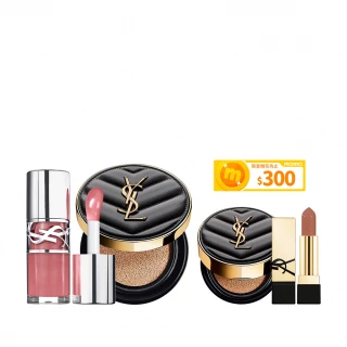 【YSL】官方直營 恆久完美嫩唇彩妝組(恆久完美霧光氣墊+情挑誘光嫩唇凍)