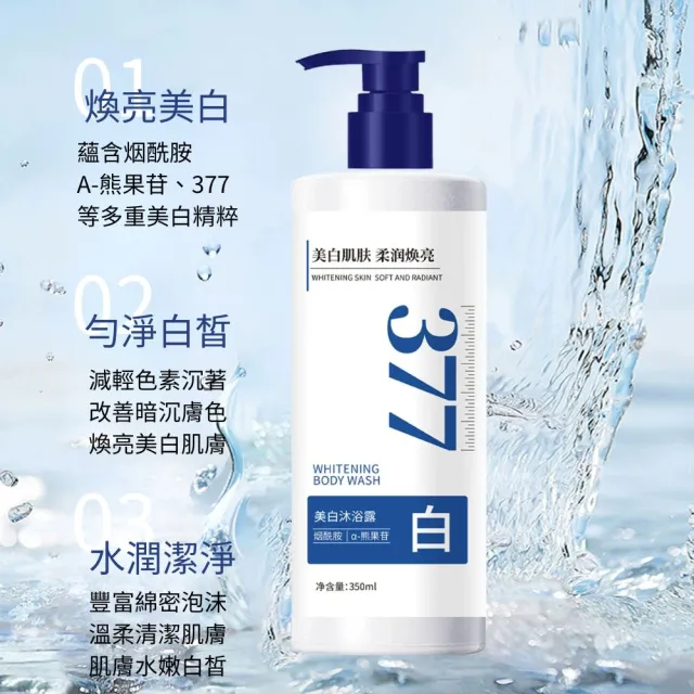 【iBloom】御植堂377美白沐浴露350ml-3入組(水潤白皙、細緻泡沫、溫和洗淨)