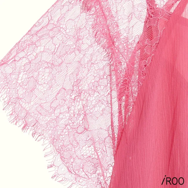 【iROO】細壓折綁帶式女人雪紡短袖上衣