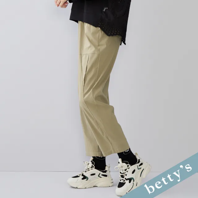 【betty’s 貝蒂思】出清品  腰鬆緊特色三角剪裁休閒長褲(駝色)