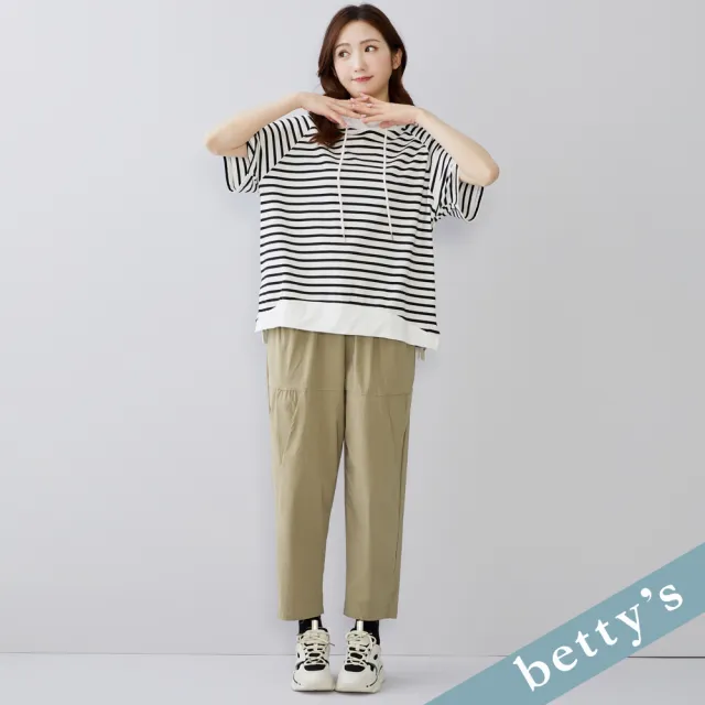 【betty’s 貝蒂思】出清品  腰鬆緊特色三角剪裁休閒長褲(駝色)