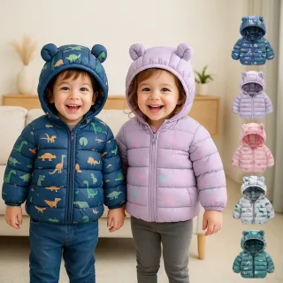 【橘魔法】童趣小耳朵鋪棉長袖外套(厚外套 連帽外套 夾克外套 保暖 寒流 中性款 男童 女童 兒童 童裝)