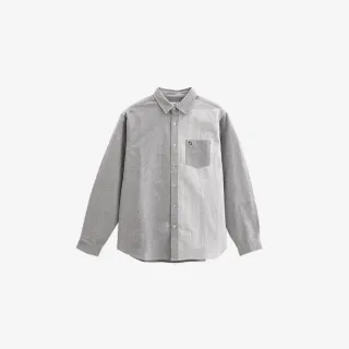 【Arnold Palmer 雨傘】男裝-條紋拼接長袖襯衫(灰色)