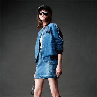 【mia mia】腰頭剪接飾帶牛仔短裙