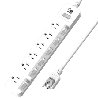 【雙手萬能】斜面7切6座3P延長線-450公分/15尺(旋轉平貼插頭/2入組)