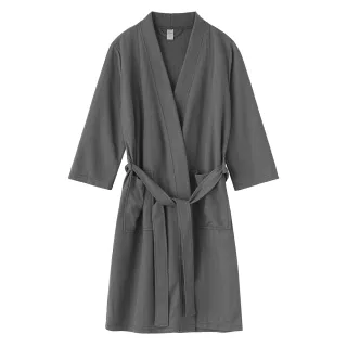 【STizi 史堤茲】素色開襟綁帶休閒睡袍 睡衣 男女可穿(S010)