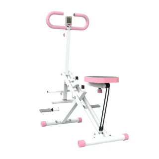 【SUNHO三禾】家用多功能深蹲機 室內運動划船機 動感單車(單人健身車 騎馬機 粉色/黑色)