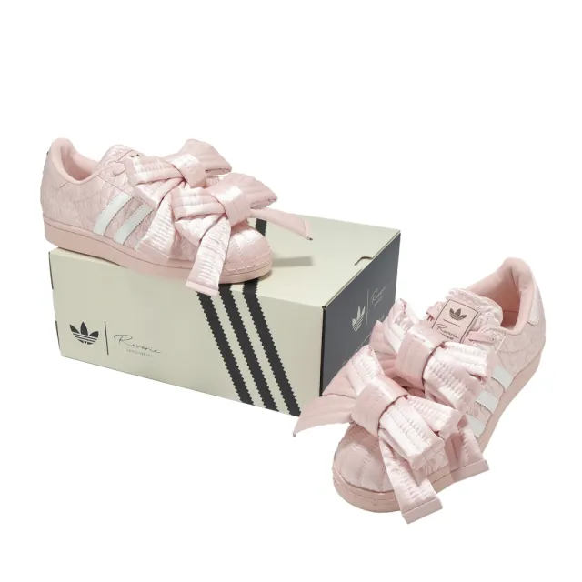 【adidas 愛迪達】x Caroline Hu Superstar W 女鞋 聯名休閒鞋 粉紅 大蝴蝶結 緞面 愛迪達(JQ8737)