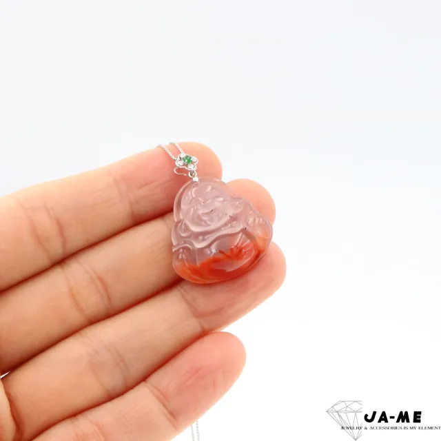 【JA-ME】天然保山南紅 精品冰飄花彌勒佛18k金吊墜
