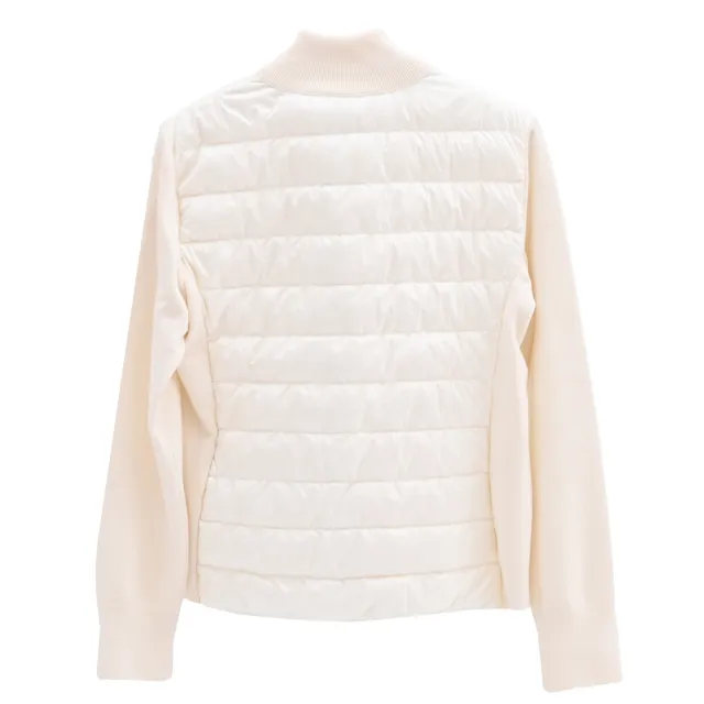 【MONCLER】簡約品牌LOGO雙向拉鍊加襯羊毛羽絨背心開襟衫外套(白)