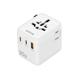 【KINYO】多合一雙插座萬國轉接頭20W(USB+TypeC MPP-3520W)