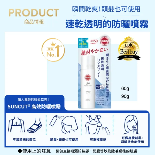 【KOSE SUNCUT UV】曬可皙高效防曬噴霧-90gx2入