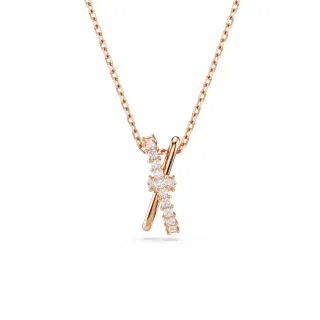 【SWAROVSKI 施華洛世奇】Hyperbola 鏈墜 混合式切割 扭曲 白色 鍍玫瑰金色