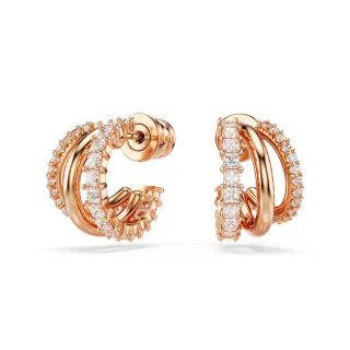 【SWAROVSKI 施華洛世奇】Hyperbola 大圈耳環 混合式切割 迷你 白色 鍍玫瑰金色(情人節禮物)
