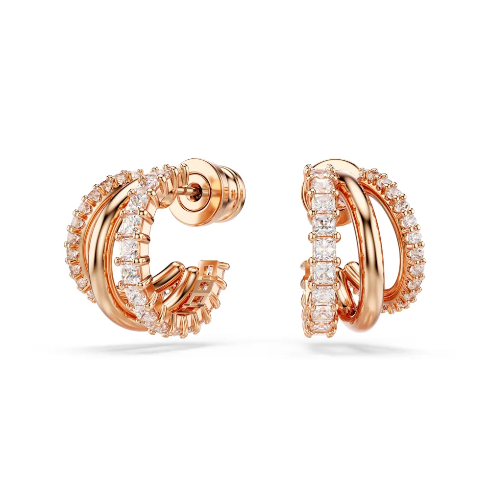 【SWAROVSKI 施華洛世奇】官方直營 Hyperbola 耳環 混合式切割  鍍玫瑰金色 | 5698702