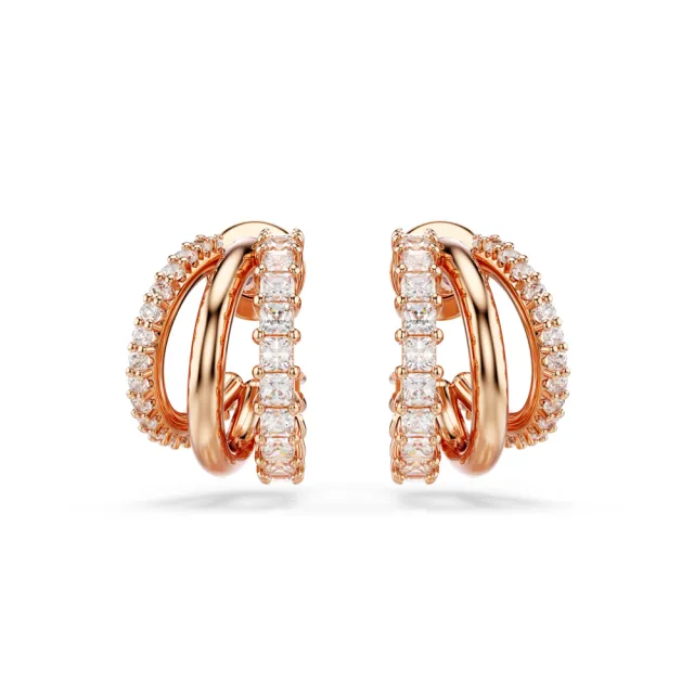 【SWAROVSKI 施華洛世奇】官方直營 Hyperbola 耳環 混合式切割  鍍玫瑰金色 | 5698702