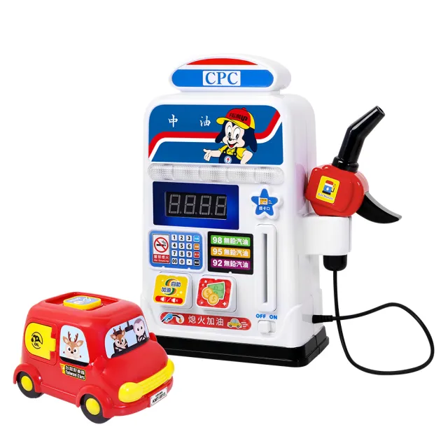 【KIDMATE】台灣好車隊-台灣中油自助加油站(中油授權 燈光音樂 互動語音 加油站玩具車)
