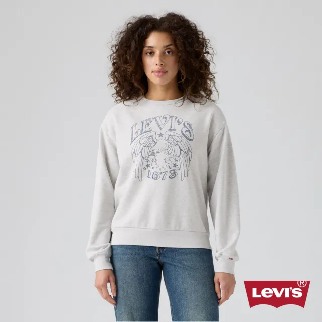【LEVIS】設計印花 大學T 長袖上衣 女生上衣 熱賣單品 A7288-0100