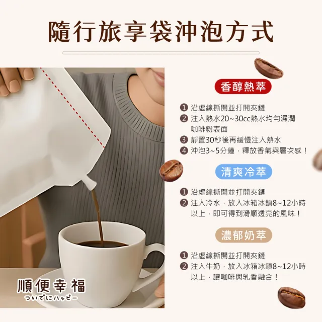 【順便幸福】隨行旅享袋-南義風味咖啡10入x1組(400ml 濾袋 旅行 沖泡)