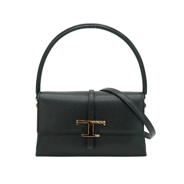 【TOD’S】T Timeless 小牛皮翻蓋三層迷你二用包(黑)