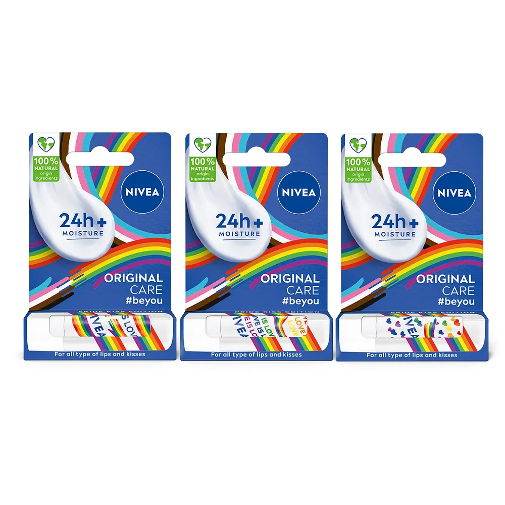 【NIVEA 妮維雅】新品上市★妮維雅水漾護唇膏-彩虹限定版x3入(款式隨機出貨)