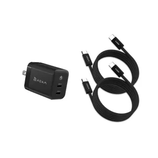 【ADAM 亞果元素】超值組合 X45C GaN 45W充電器+磁吸充電線一組二條線入(充電線為兩條一盒裝)